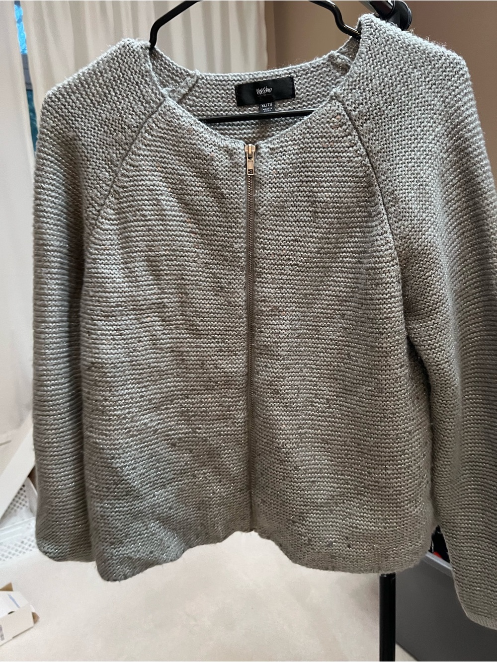 Mossimo Supply Co. Light Gray Zip-Front Knit Cardigan